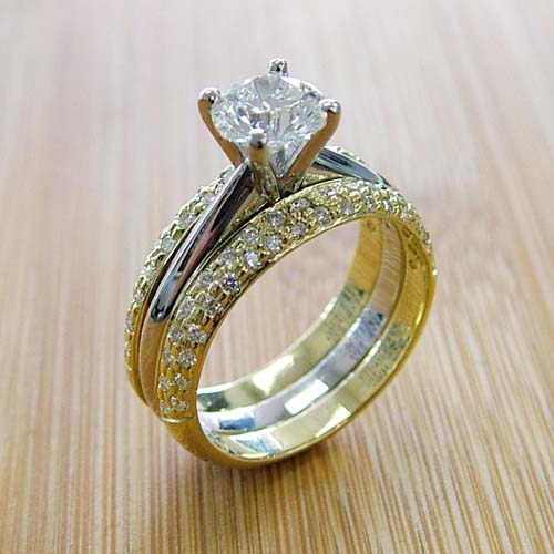 Double band wedding ring style, perfect for adding extra sparkle.