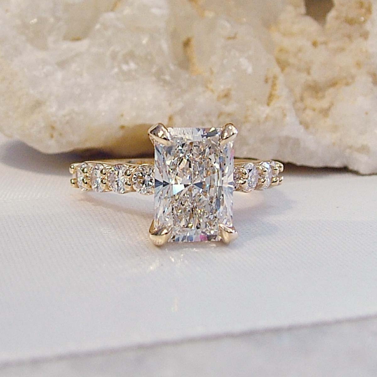 elongated cushion set diamond