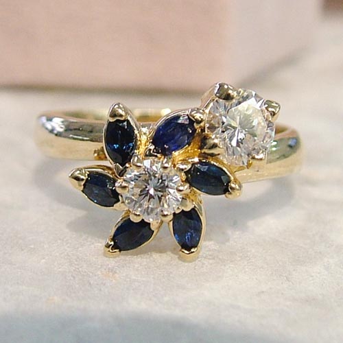 floral motif engagement ring