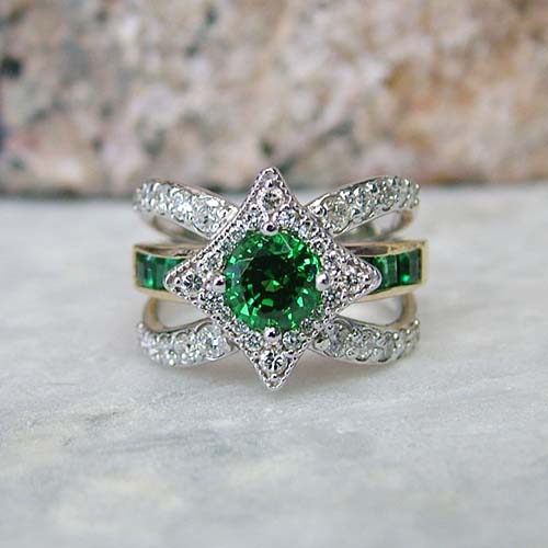 Emerald Engagement Ring Diamond Alternative