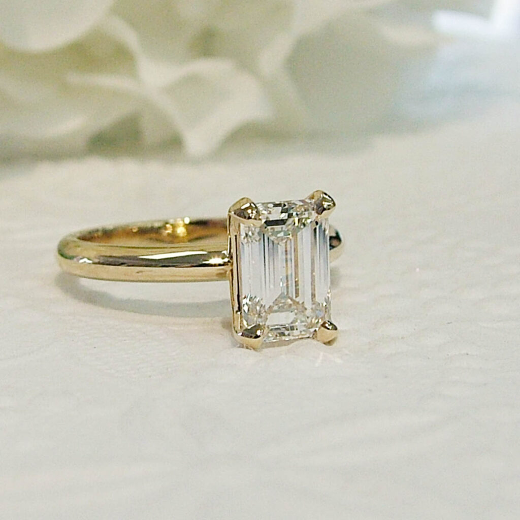 elongated diamond engagement ring