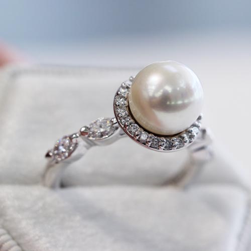 pearl non diamond engagement ring